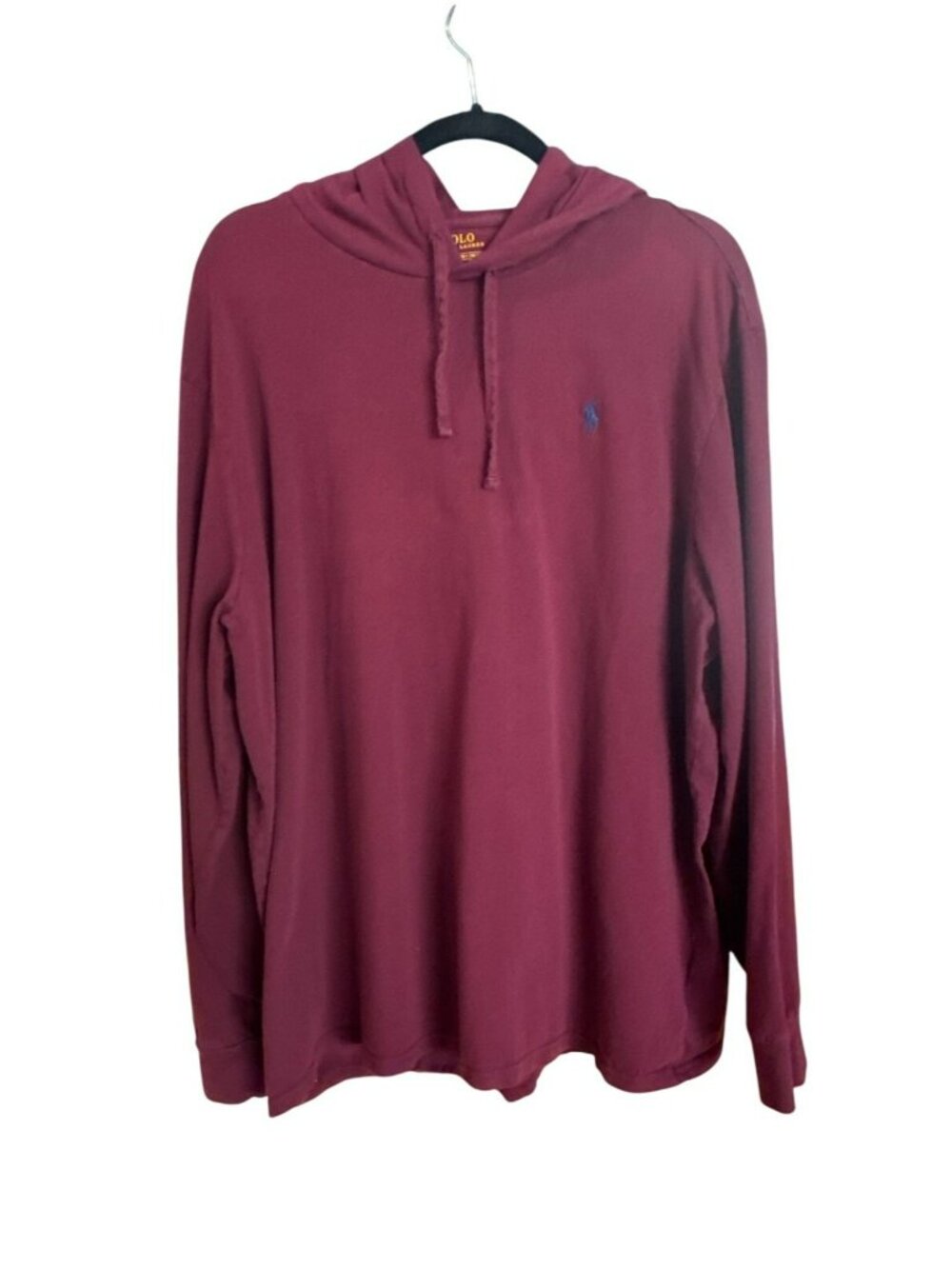 Polo Ralph Lauren Mens XXL Burgundy Jersey Hooded T-Shirt Blue Pony Big & Tall